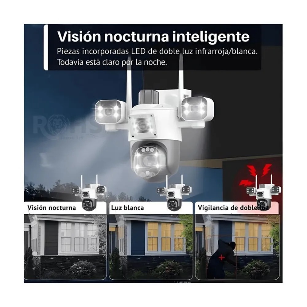 Cámara De Seguridad Pulpo WiFi Exterior 3 Lentes 3K Con Visión Nocturna 360° - Image 5