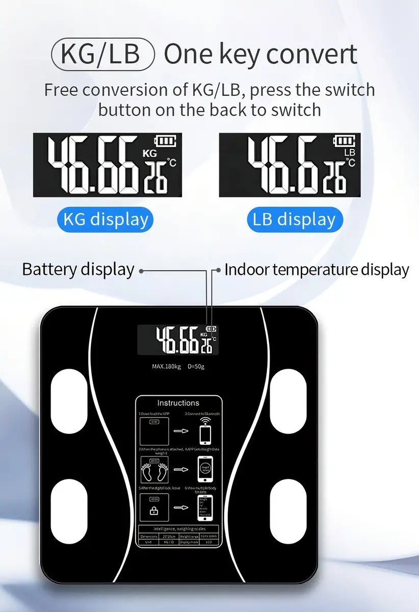 Balanza Digital Con Medidor Porcentaje De Grasa Y Bluetooth - Image 5