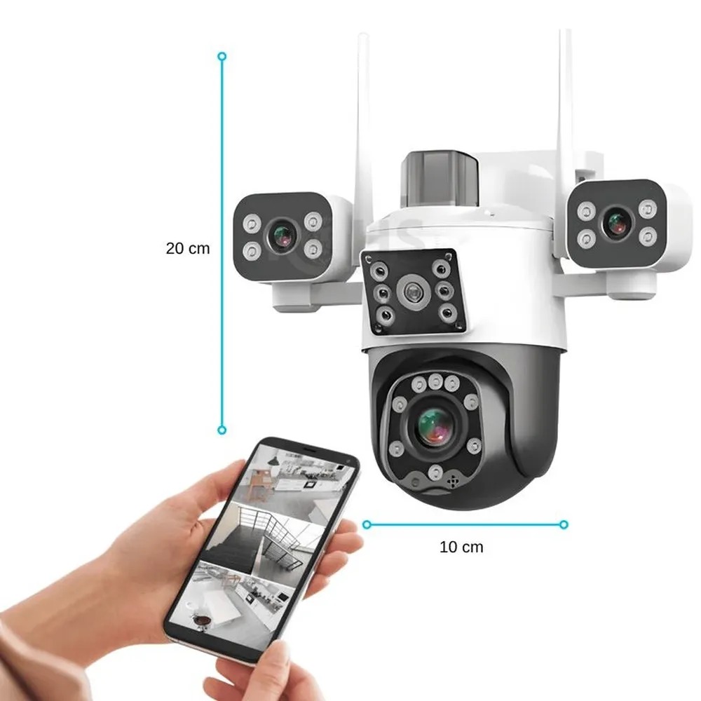 Cámara De Seguridad Pulpo WiFi Exterior 3 Lentes 3K Con Visión Nocturna 360° - Image 2