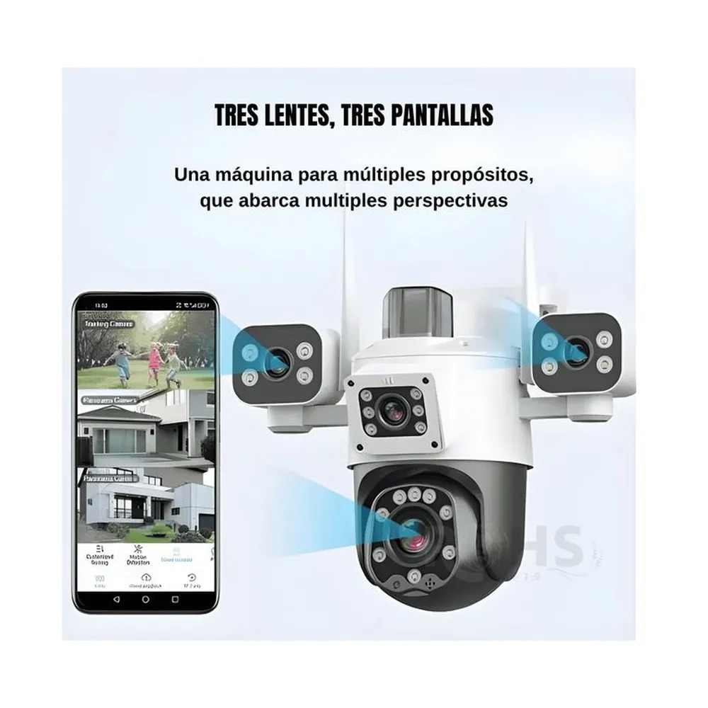 Cámara De Seguridad Pulpo WiFi Exterior 3 Lentes 3K Con Visión Nocturna 360° - Image 3