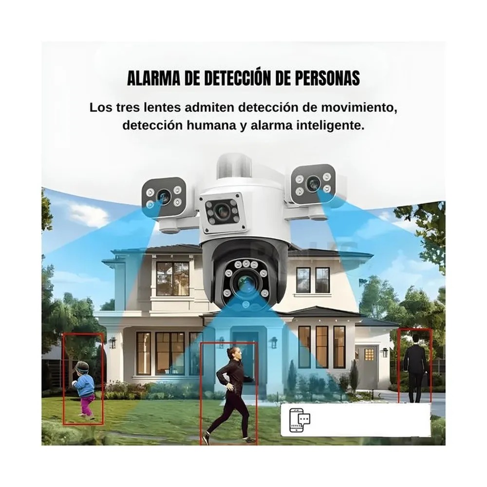 Cámara De Seguridad Pulpo WiFi Exterior 3 Lentes 3K Con Visión Nocturna 360° - Image 4